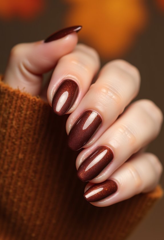 almond shaped brown autumn nails