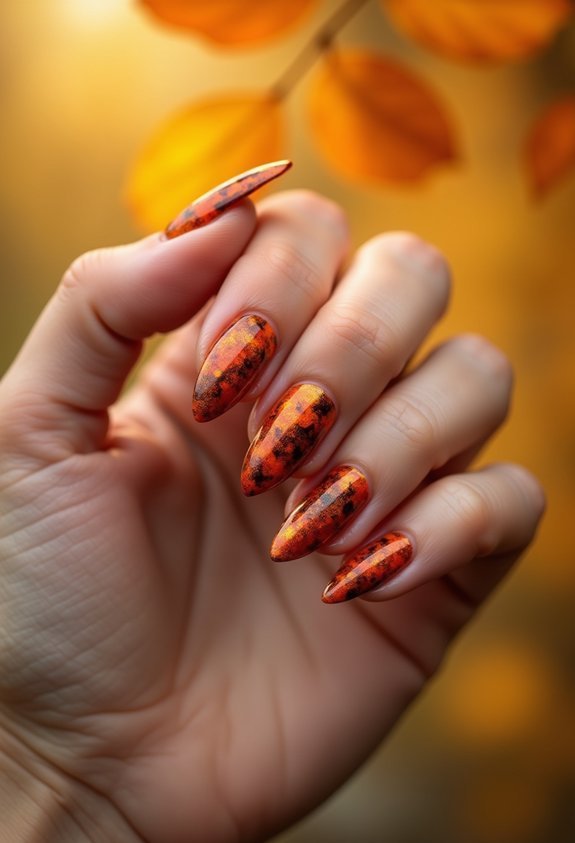 amber caramel tortoiseshell nails