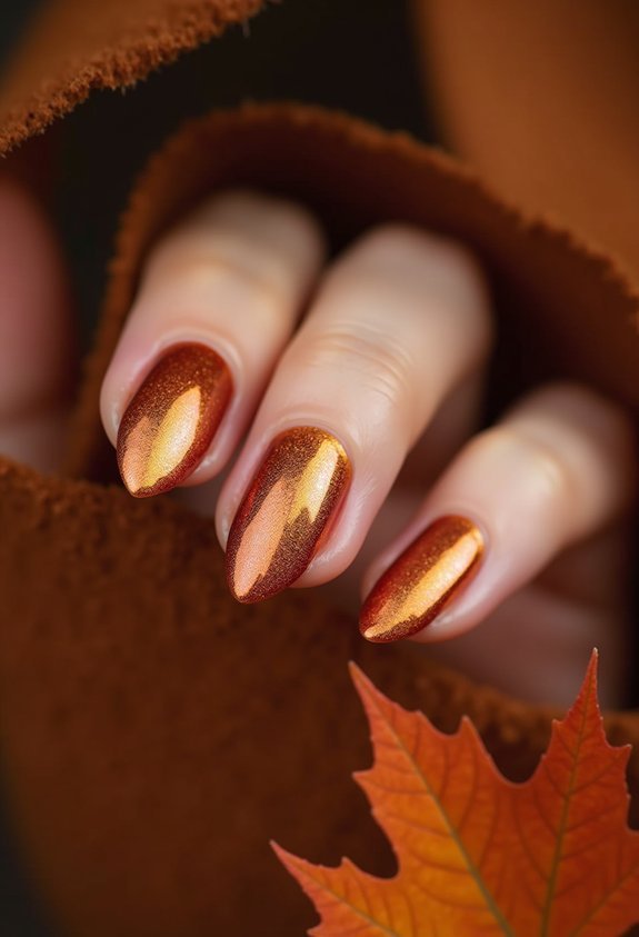 amber cat eye chrome nails