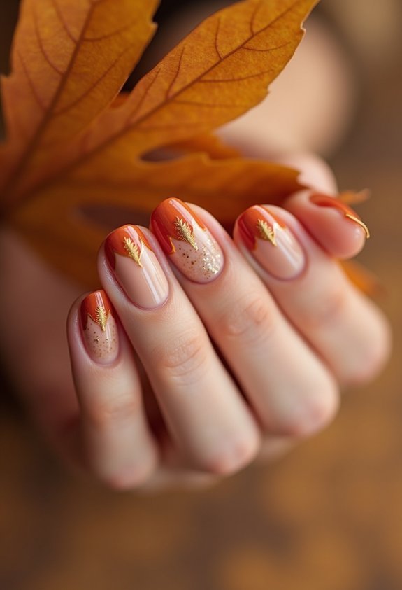 autumn colored french tips