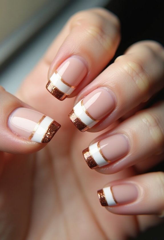 autumn double line french tips