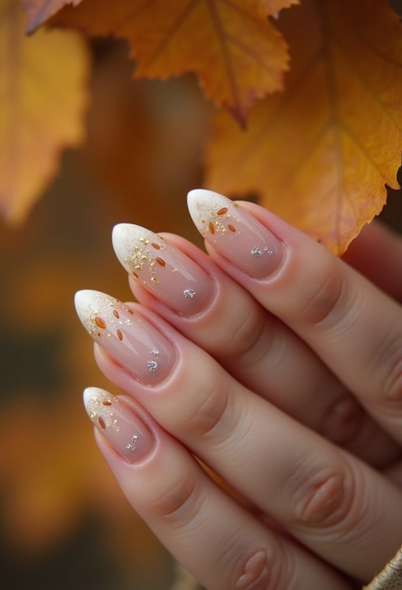 autumn french tip coffin nails