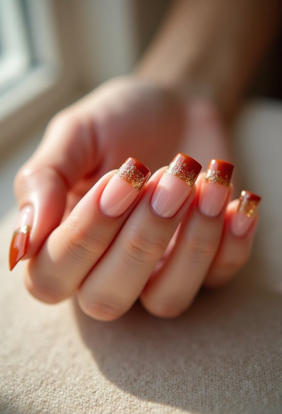 autumn french tip manicure