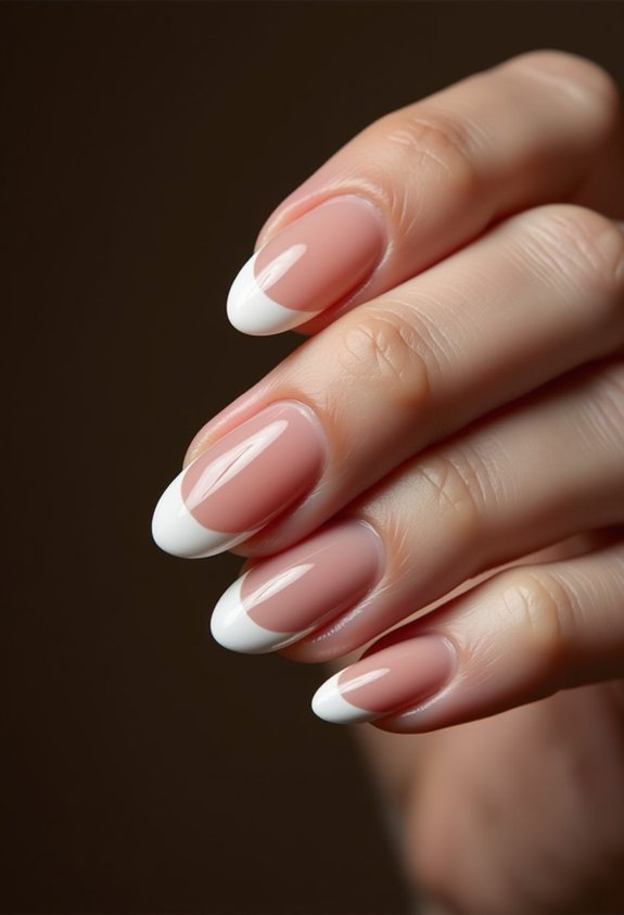 autumn french tip oval nails