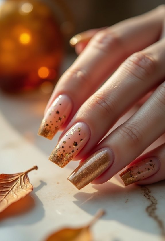 autumn gold foil accent nails