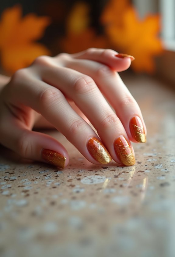 autumn gold foil nail accents