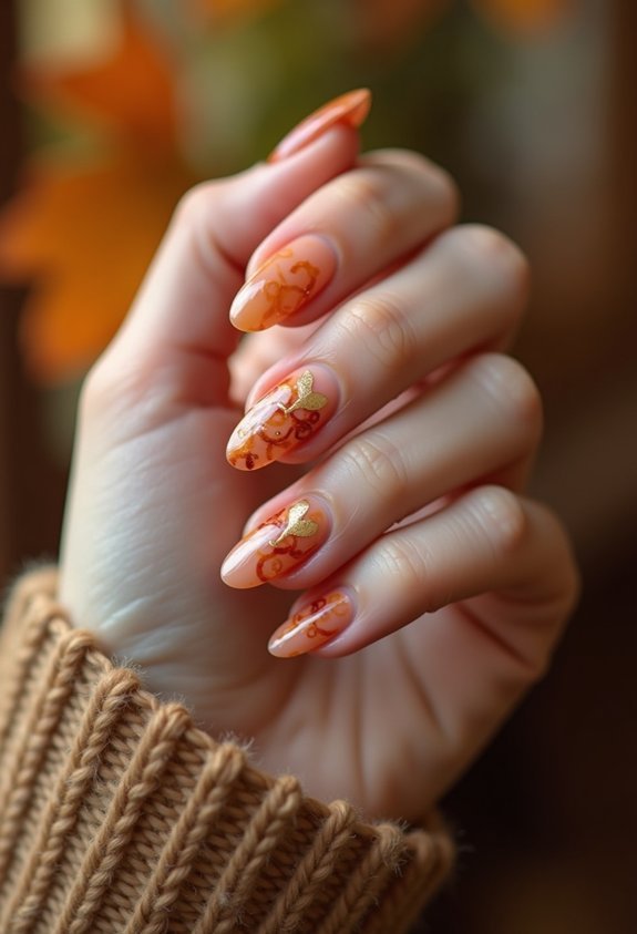 autumn leaf branches in amber