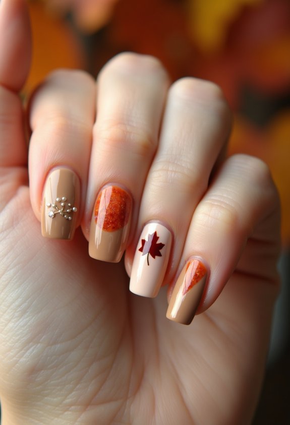 autumn leaf nail art tutorial
