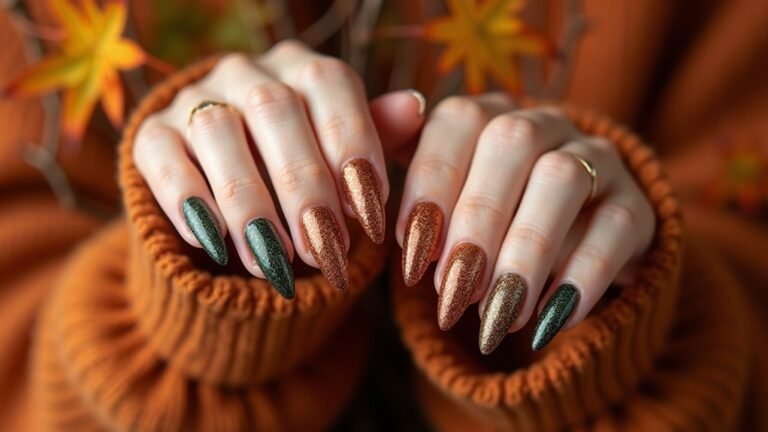 autumn sparkle glitter nail ideas