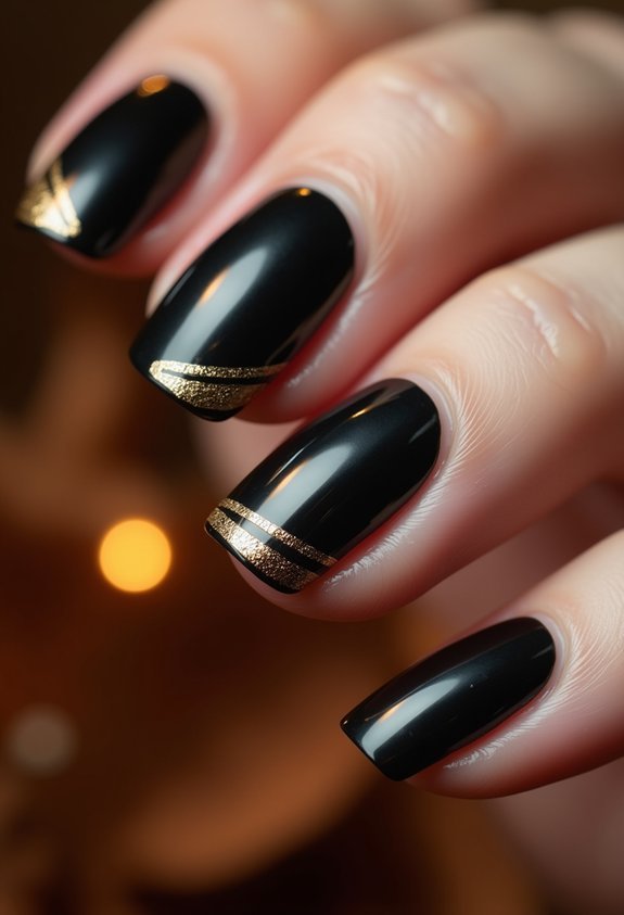 black and gold autumn nails