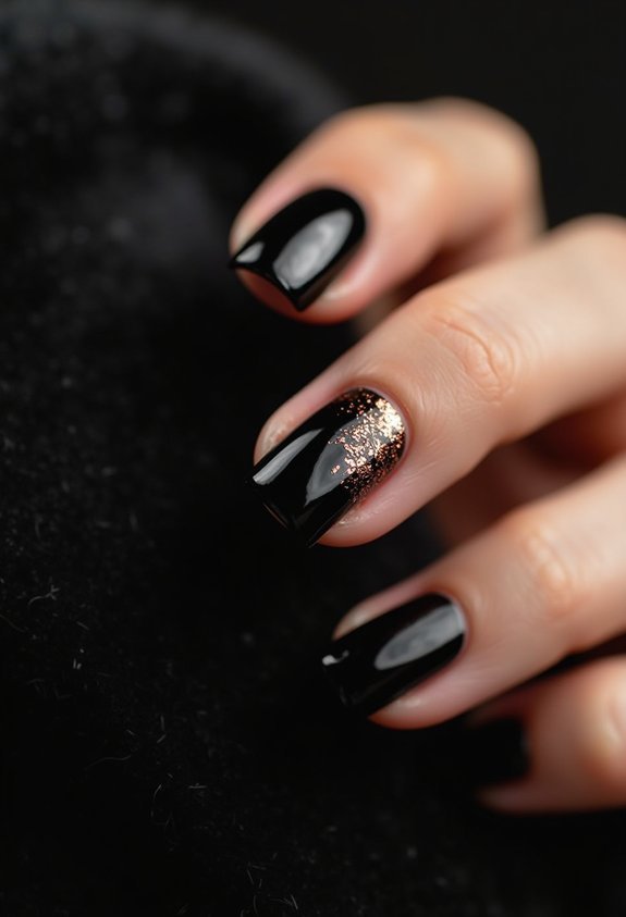 black nails copper accents autumn