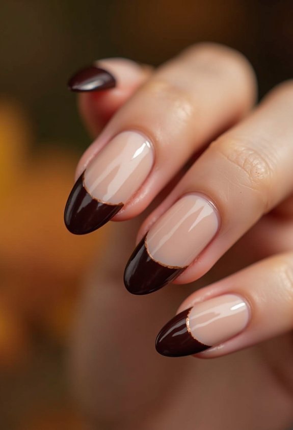 brown almond french tips elegance