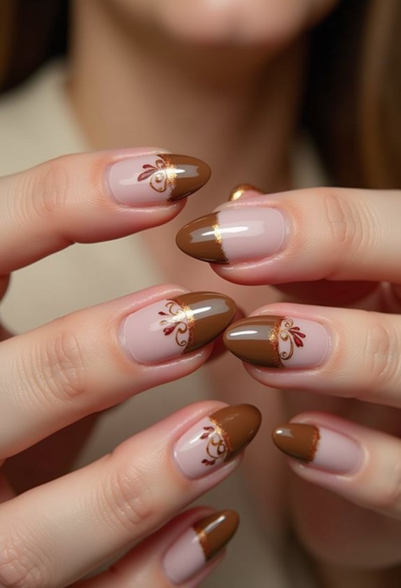 brown french tips autumn accents