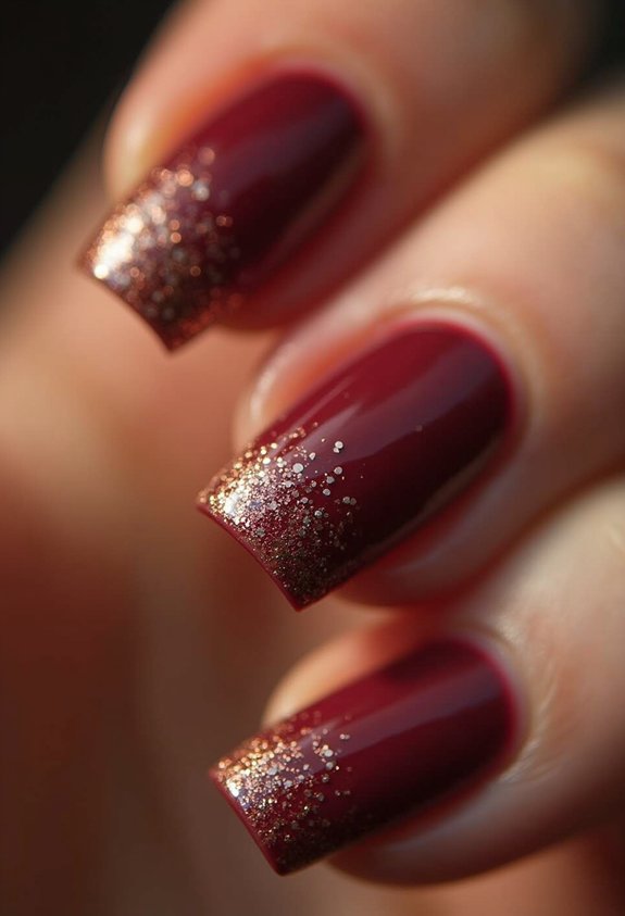 burgundy rose gold glitter
