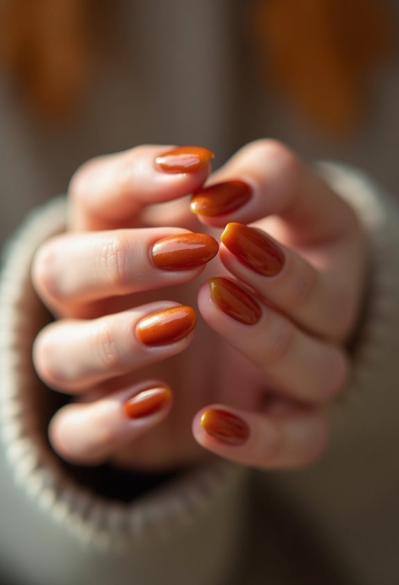 burnt orange almond fall nails