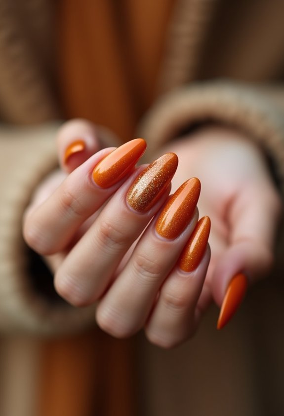 burnt orange coffin fall nails
