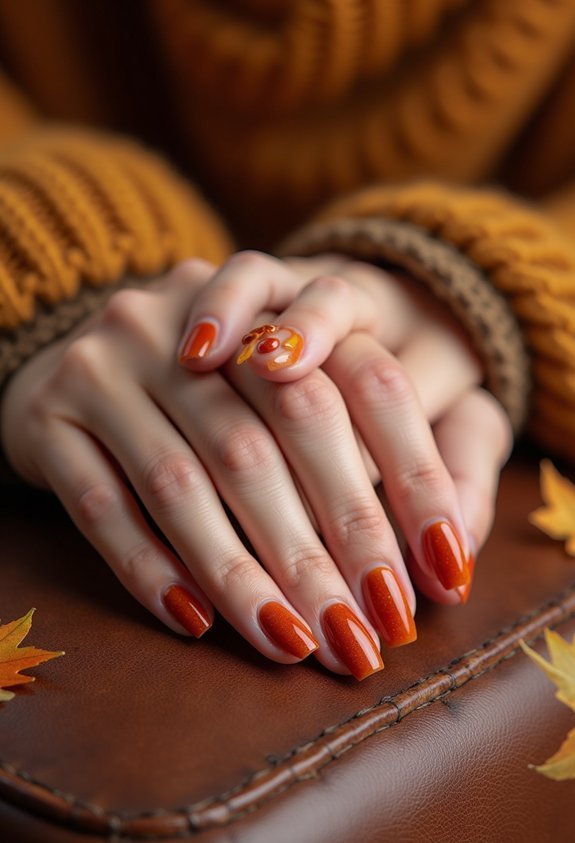 burnt orange cozy fall nails