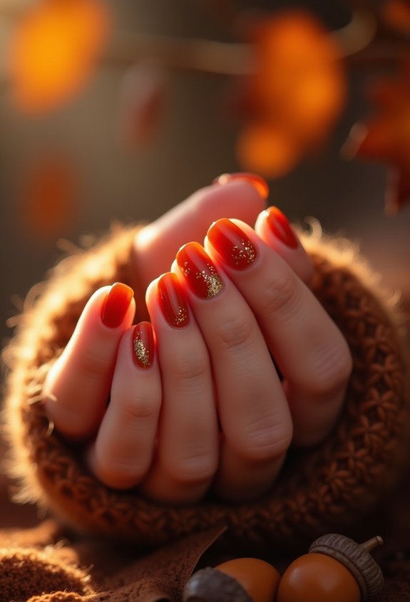 burnt orange cozy glossy nails