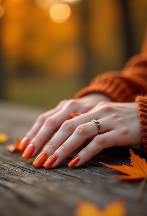 burnt orange ombre autumn nails