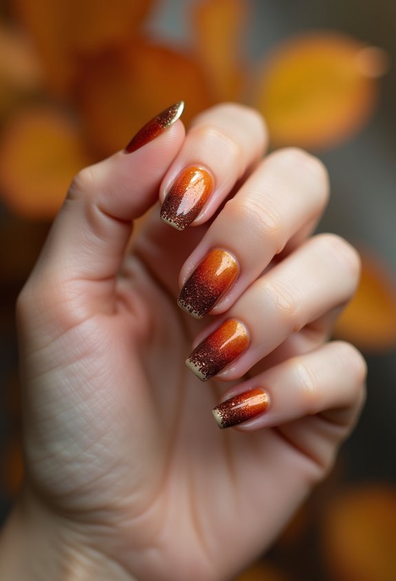 candlelit shimmer over autumn nails