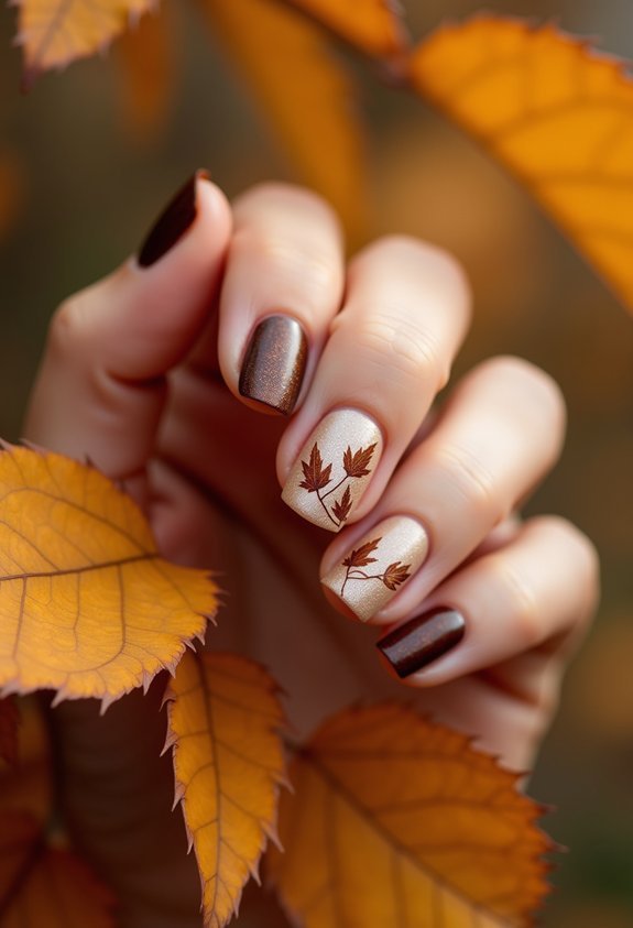 caramel leaf accent in brown