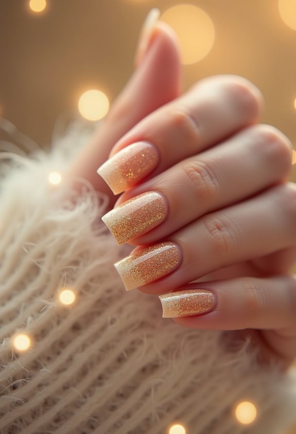 champagne glitter micro french tips