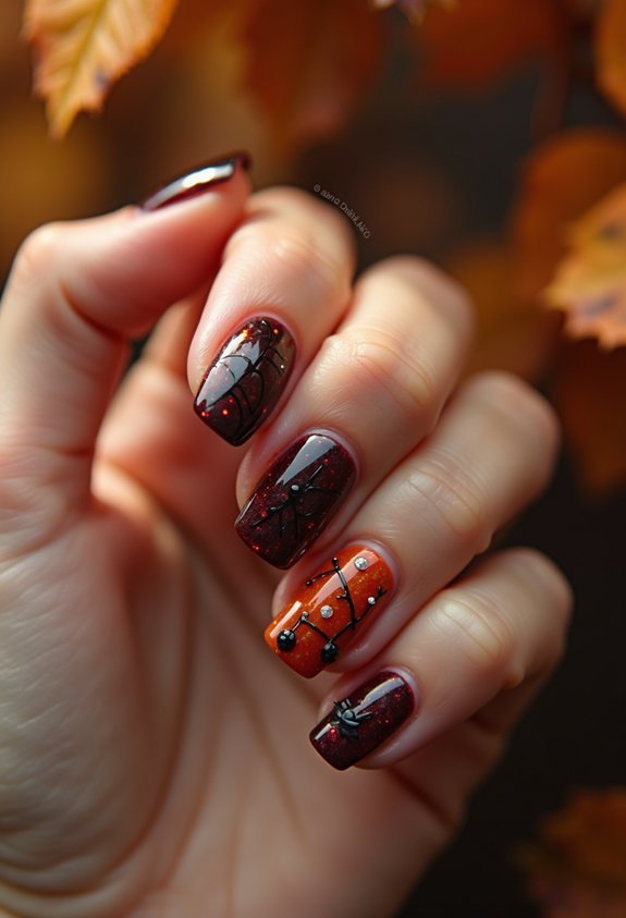 chic black halloween nail art