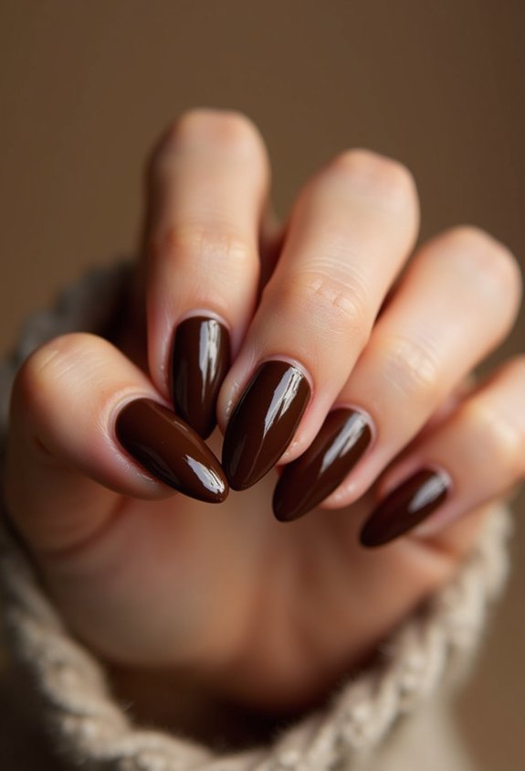 chocolate brown almond nails