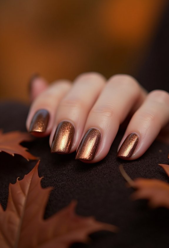 chocolate brown chrome manicure