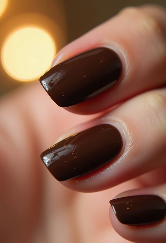 chocolate brown coffin fall nails