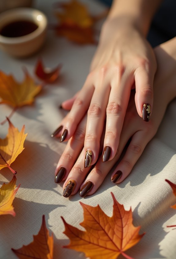 chocolate brown fall nail ideas