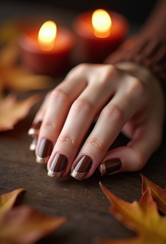 chocolate brown micro french tips