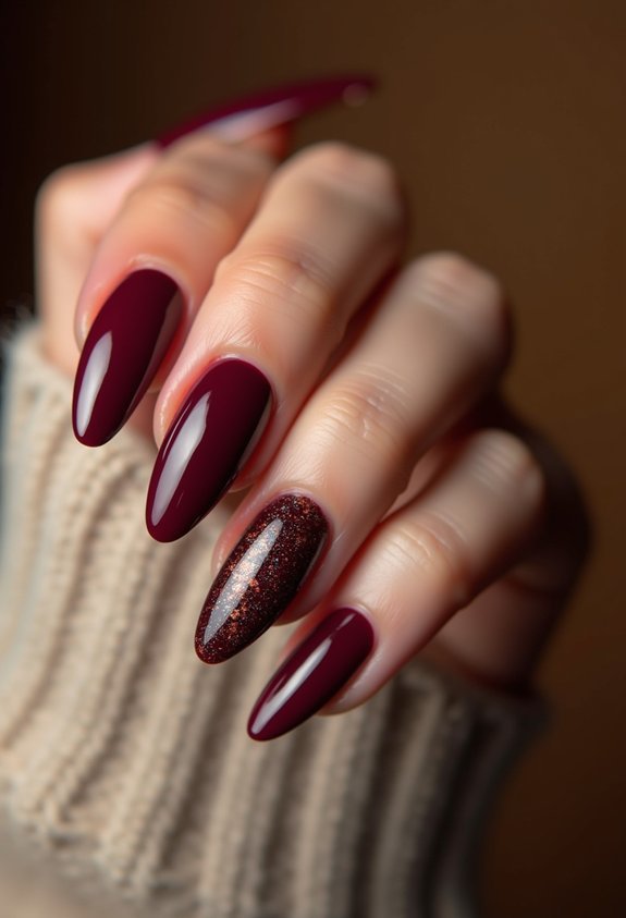 classic burgundy fall acrylic nails