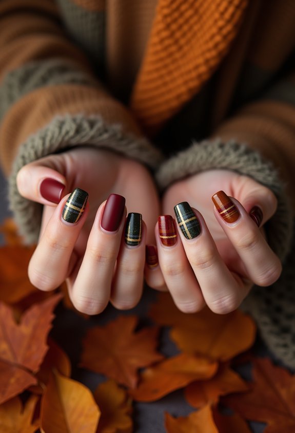 classic tartan plaid autumn nails