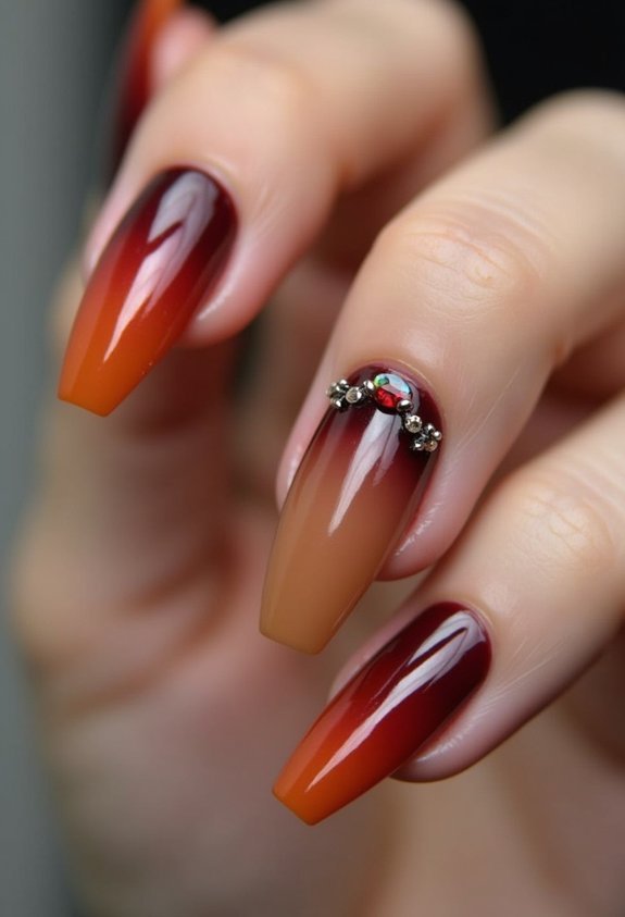 coffin nails with gem accents