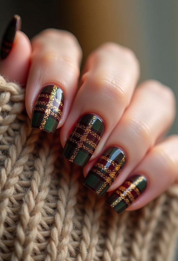 cozy autumn plaid nail art