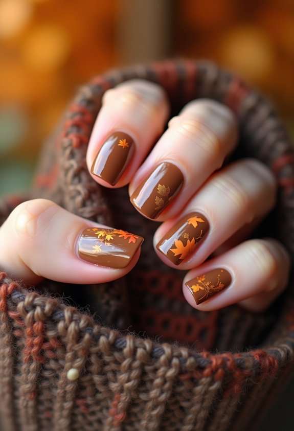 cozy espresso caramel nail look