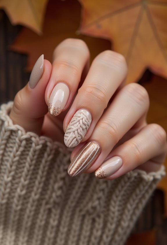 cozy matte knit neutral nails