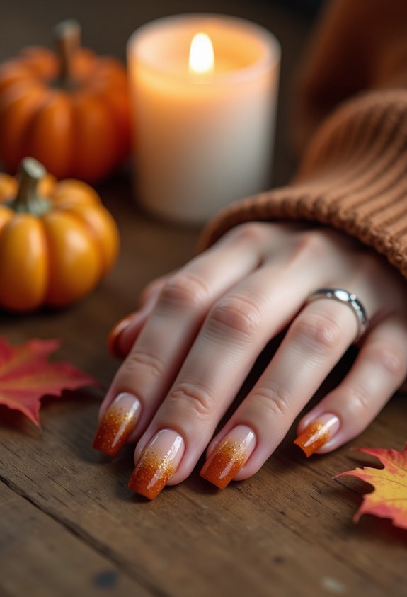 cozy pumpkin spice latte nails