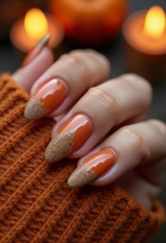 cozy pumpkin spice october nails