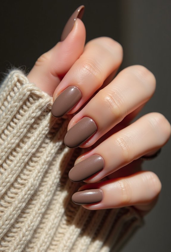 cozy sweater knit oval nails