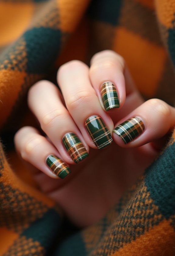 cozy tartan plaid fingernails