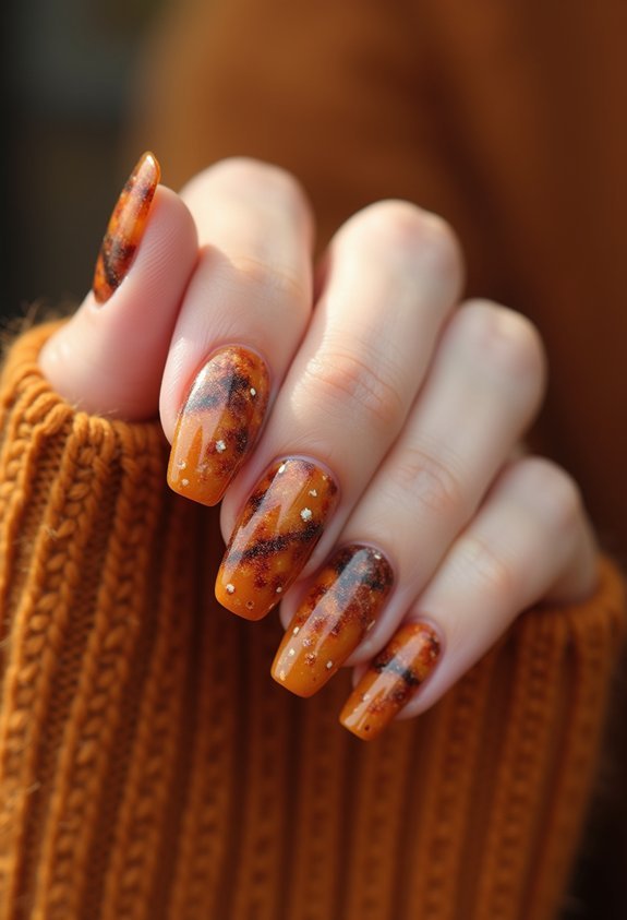 cozy tortoiseshell amber nailscape