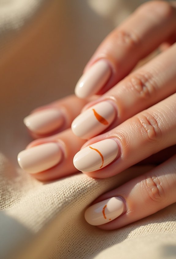 cream base terracotta accent nails