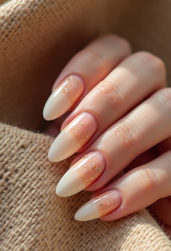 cream to beige soft ombre nails