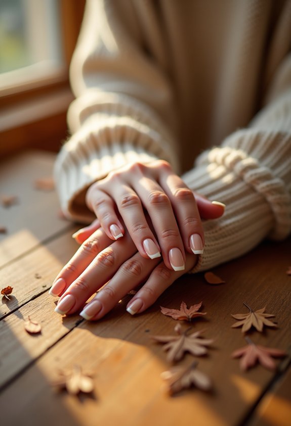 creamy beige glazed autumn nails