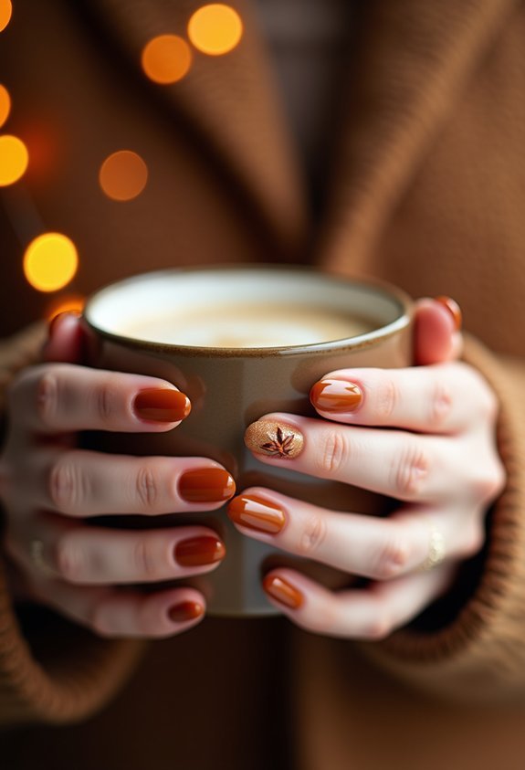 creamy caramel latte nails