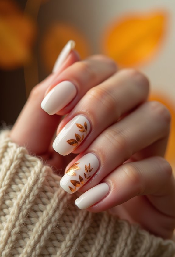 creamy ivory fall nail accents