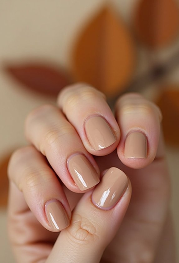 creamy latte brown fall nails