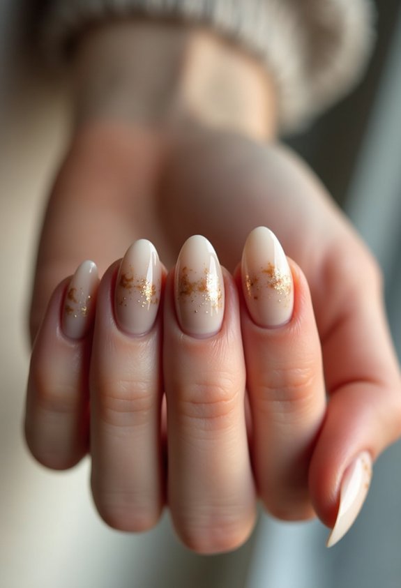 creamy latte oval autumn nails
